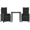 vidaXL Set comedor de jard&iacute;n 3 pzas con cojines rat&aacute;n sint&eacute;tico negro