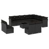 vidaXL Set de sof&aacute;s de jard&iacute;n y cojines 13 pzas rat&aacute;n sint&eacute;tico negro