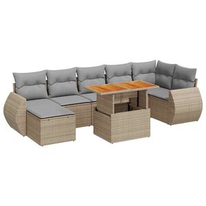 vidaXL Set de sof&aacute;s de jard&iacute;n y cojines 8 piezas rat&aacute;n sint&eacute;tico beige