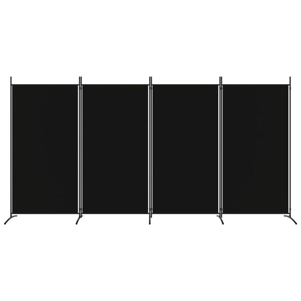 vidaXL Biombo divisor de 4 paneles de tela negro 346x180 cm