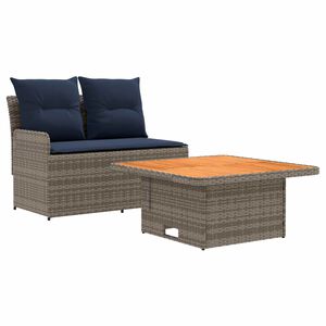 vidaXL Sof&aacute; de Jard&iacute;n con Reposabrazos y Mesa Elevable 2 Pieza