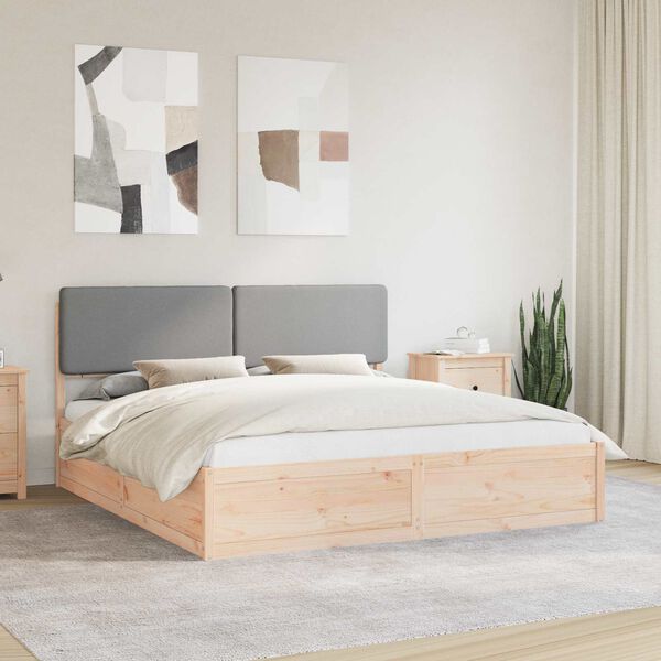 vidaXL Estructura de Cama con Cabecera Tapizada Gris Claro