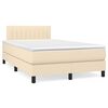 vidaXL Cama box spring con colch&oacute;n y luces LED tela crema 120x190 cm