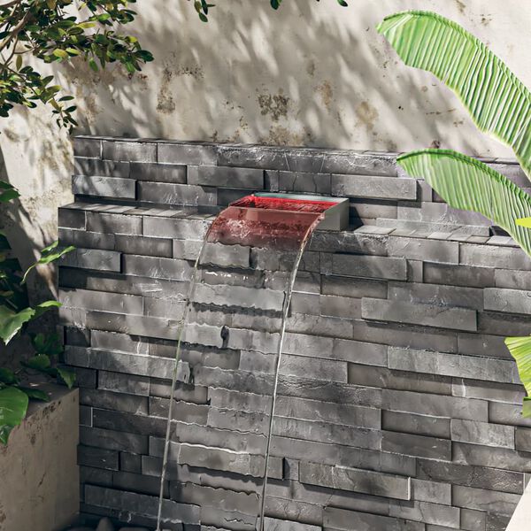 vidaXL Fuente cascada con LED RGB acero inoxidable 30 cm