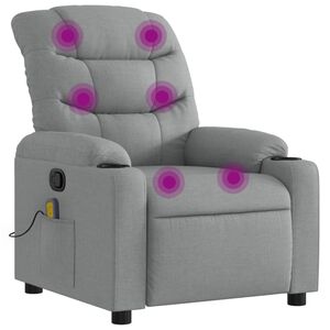 vidaXL Sill&oacute;n reclinable de masaje de tela gris claro