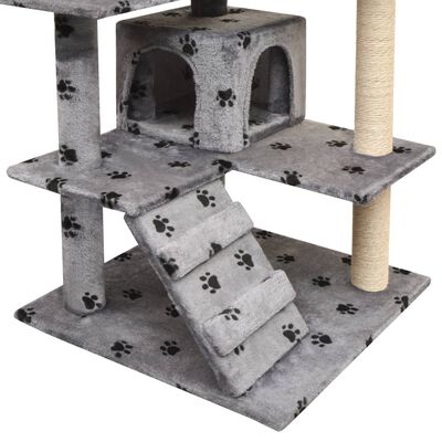 vidaXL Rascador para gatos poste rascador de sisal 125 cm huellas gris