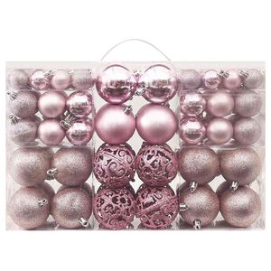 vidaXL Juego de bolas de Navidad 100 piezas rosa