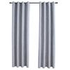 vidaXL Cortinas opacas con anillas de metal 2 pzs gris 140x175 cm
