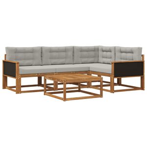 vidaXL Conjunto de sof&aacute;s de exterior 5 pcs Natural y Gris Claro