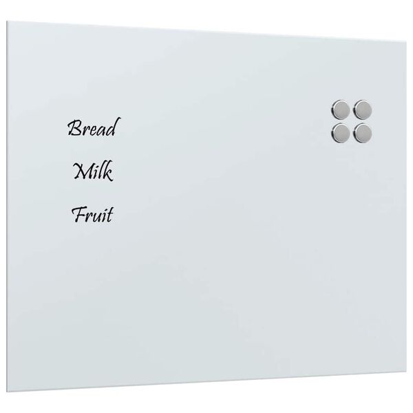 vidaXL Pizarra magn&eacute;tica de pared vidrio templado blanco 50x40 cm