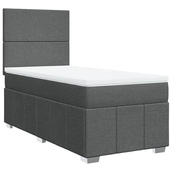 vidaXL Cama box spring con colch&oacute;n tela gris oscuro 80x200 cm