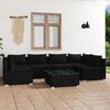 vidaXL Set de muebles de jard&iacute;n 7 pzas y cojines rat&aacute;n sint&eacute;tico negro