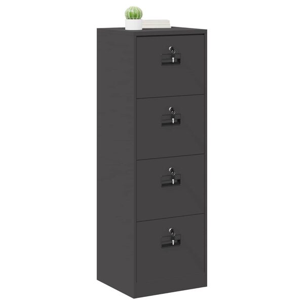 vidaXL Mueble archivador con caj&oacute;n Geom&eacute;trico Negro 45,5 x 42 x 139 cm
