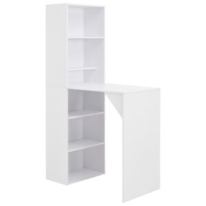 vidaXL Mesa de bar con estanter&iacute;a blanca 115x59x200 cm