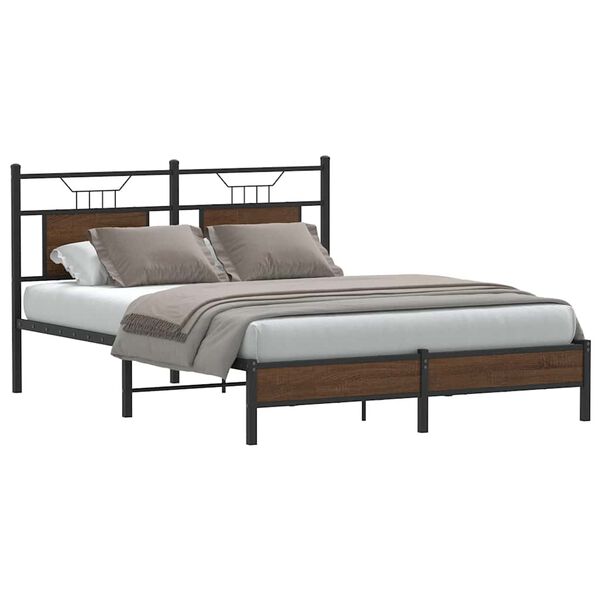 vidaXL Estructura de cama sin colchón madera marrón roble 140x200 cm