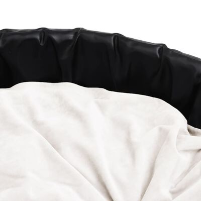 vidaXL Cama de perros felpa y cuero sintético negro beige 99x89x21 cm