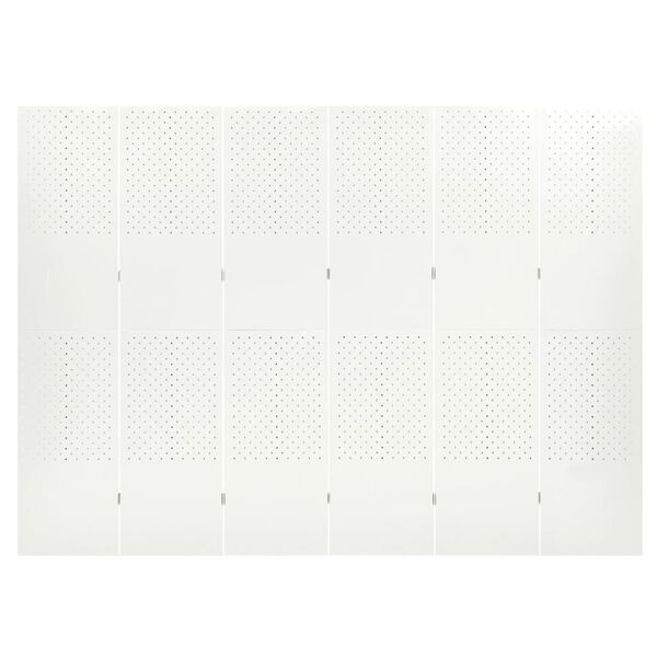 vidaXL Biombo divisor de 6 paneles acero blanco 240x180 cm