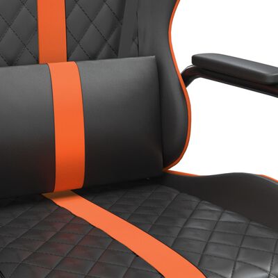 vidaXL Silla gaming cuero sintético negro y naranja