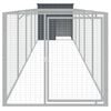 vidaXL Caseta perros con corral acero galvanizado gris 110x609x110 cm