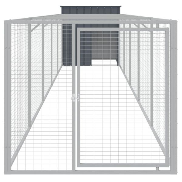 vidaXL Caseta perros con corral acero galvanizado gris 110x609x110 cm