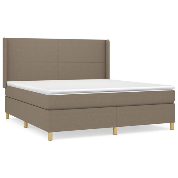 vidaXL Cama box spring con colch&oacute;n tela gris taupe 180x200 cm