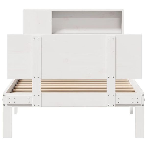 vidaXL Cama con estantería sin colchón madera maciza blanca 100x200 cm