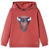 vidaXL Sudadera infantil con capucha rojo tostado 128