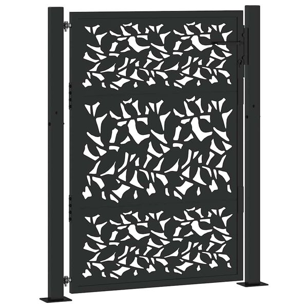 vidaXL Puerta de jardín negra 100x125 cm diseño de hojas de acero
