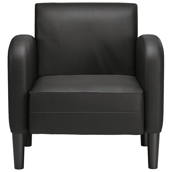 vidaXL Sill&oacute;n con reposabrazos cuero sint&eacute;tica negro 54 cm