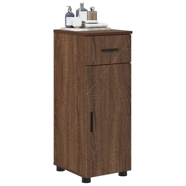 vidaXL Gabinete de Ba&ntilde;o con caj&oacute;n Roble Marr&oacute;n 30 x 35 x 80 cm