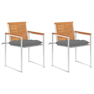 vidaXL Sillas de jard&iacute;n con cojines 2 uds madera maciza acacia y acero