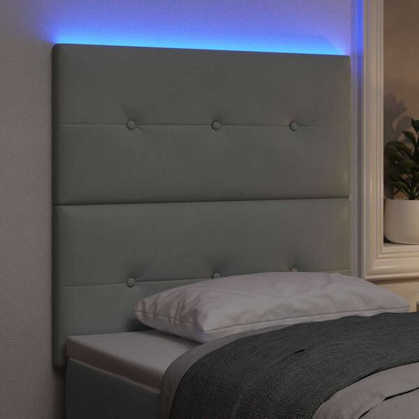 vidaXL Cabecero LED con tira de luces LED Gris Claro 90 cm Poli&eacute;ster