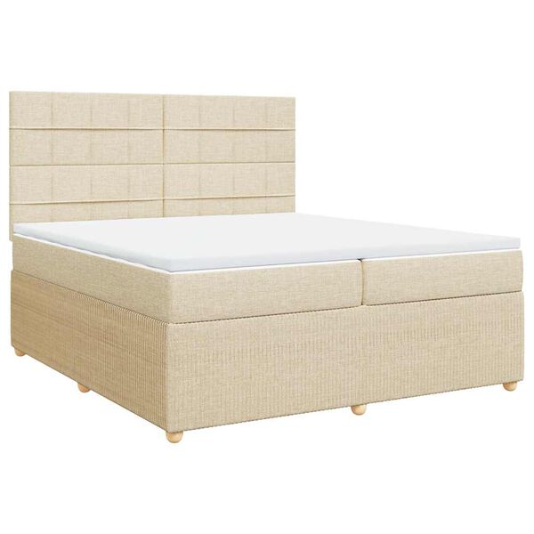 vidaXL Cama box spring con colch&oacute;n tela color crema 200x200 cm