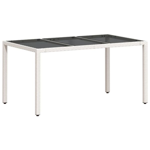 vidaXL Mesa de jardín superficie de vidrio ratán PE blanco 150x90x75cm