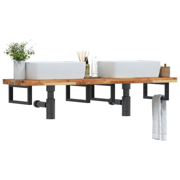 vidaXL Estante de lavabo de pared acero y madera maciza de acacia