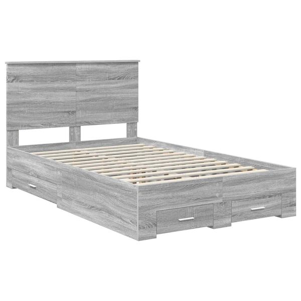 vidaXL Estructura de cama con cabecera Gris Sonoma 120 x 190 cm