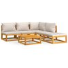 vidaXL Set muebles de jard&iacute;n 6 pzas madera maciza y cojines gris claro