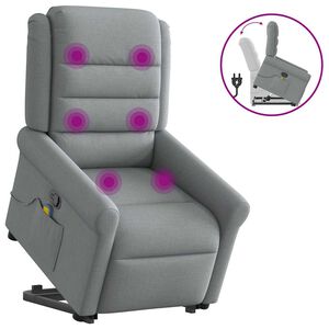 vidaXL Sill&oacute;n de masaje reclinable de pie de tela gris claro