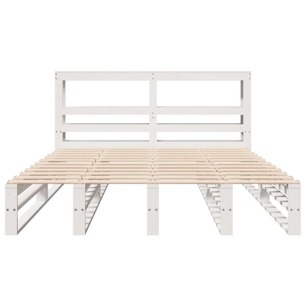 vidaXL Estructura de cama sin colch&oacute;n madera maciza blanca 120x190 cm