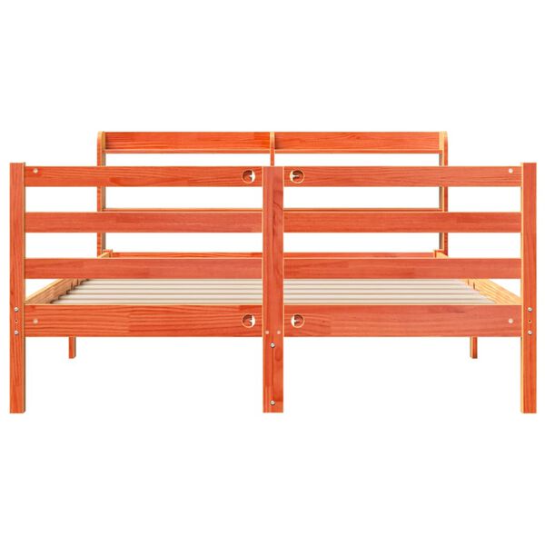 vidaXL Cama sin colch&oacute;n madera maciza de pino marr&oacute;n cera 160x200 cm