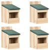 vidaXL Casa para p&aacute;jaros 4 unidades madera de abeto 12x16x20 cm