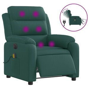 vidaXL Sill&oacute;n reclinable de masaje el&eacute;ctrico tela verde oscuro