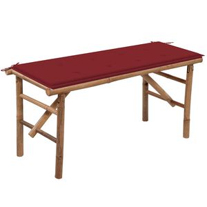 vidaXL Banco de jard&iacute;n plegable con coj&iacute;n bamb&uacute; 118 cm