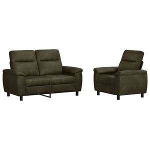 vidaXL Juego de Sof&aacute; 2 pcs Verde militar Cuero de Suede Sint&eacute;tico