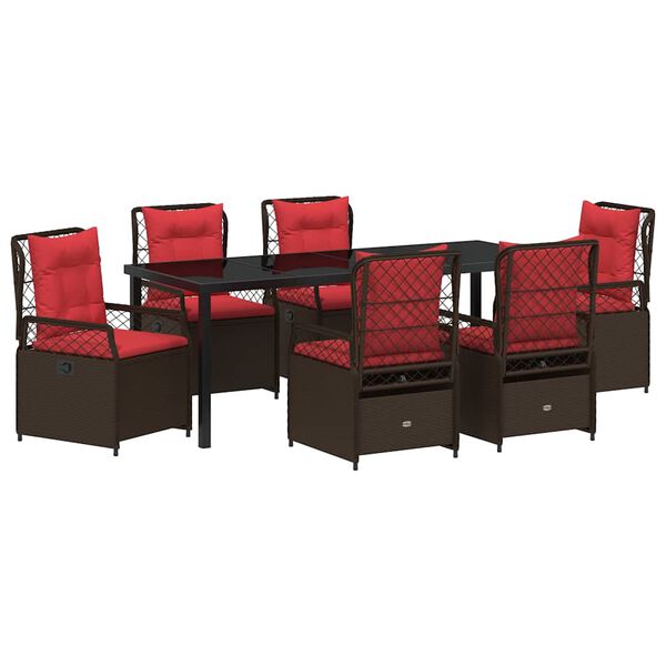 vidaXL Conjunto de Comedor de Jard&iacute;n 7 pcs Marr&oacute;n rat&aacute;n sint&eacute;tico