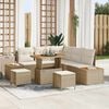vidaXL Conjunto de sof&aacute; de jard&iacute;n con coj&iacute;n Beige Polirat&aacute;n