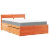 vidaXL Cama con cajones y colch&oacute;n madera pino marr&oacute;n cera 140x190 cm