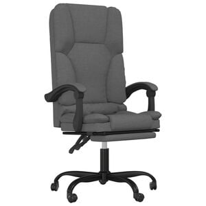 vidaXL Silla de oficina reclinable con masaje de tela gris oscuro