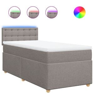 vidaXL Cama box spring con colch&oacute;n tela gris taupe 80x200 cm