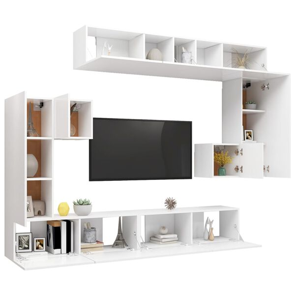 vidaXL Set de muebles para TV 8 piezas madera contrachapada blanco